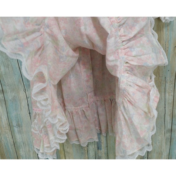 Vintage Bryan Girls 4T Pink Lace Floral Dress Back Button Ruffle Gown RARE - Picture 8 of 11